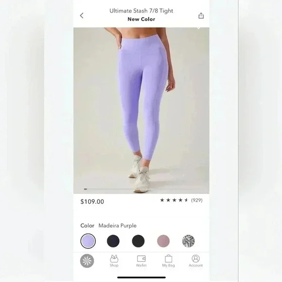 Athleta Ultimate Stash 7/8 Tights / Leggings in Madeira Purple SZ S/P Sold Out - Picture 5 of 6